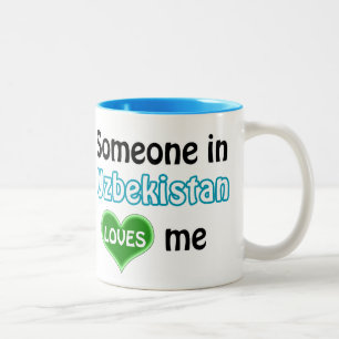 Caneca De Café Em Dois Tons Alguém no Uzbequistão me ama