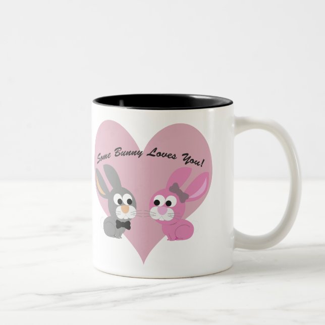 Caneca De Café Em Dois Tons Algum coelho ama-o! (Direita)