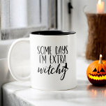 Caneca De Café Em Dois Tons Alguns dias eu sou muito bruxas modernas mulheres<br><div class="desc">Adicione um pouco às suas manhãs com nossa "Alguns dias eu sou muito brutal" Moderna Mulher de Halloween Mug de café de dois tons! Apresentando um design branco e preto chico, esta caneca mostra a frase brincalhona na tipografia na moda, perfeita para celebrar seu lado feiticeiro. Produzido a partir de...</div>