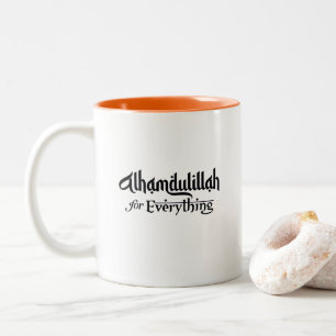 Caneca De Café Em Dois Tons Alhamdulillah por Tudo Presente Islâmico Minimalis
