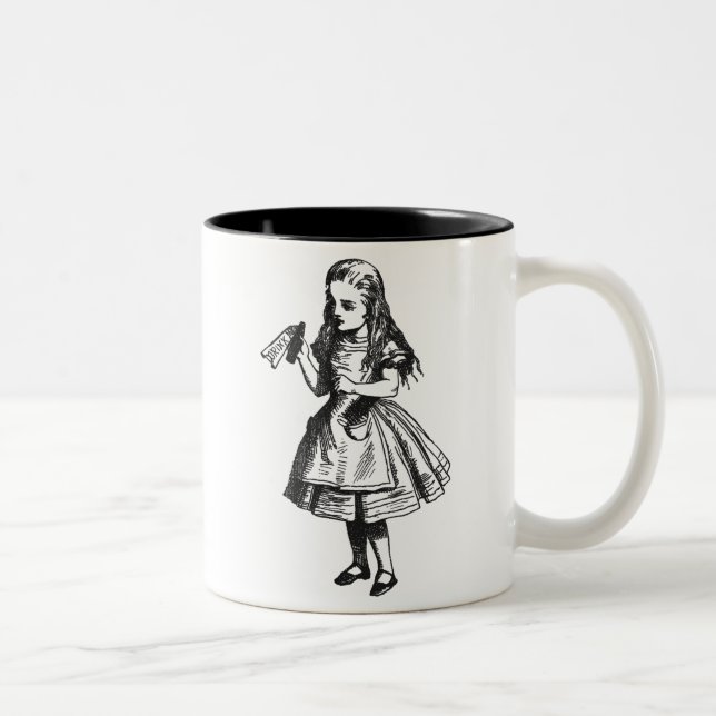 Caneca De Café Em Dois Tons Alice com "bebida mim" garrafa (Direita)