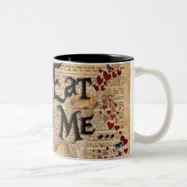 Caneca De Café Em Dois Tons Alice no país das maravilhas come-me muffin
