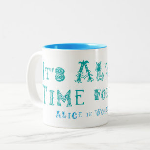 Caneca De Café Em Dois Tons Alice no País das Maravilhas Sempre é hora de Tea