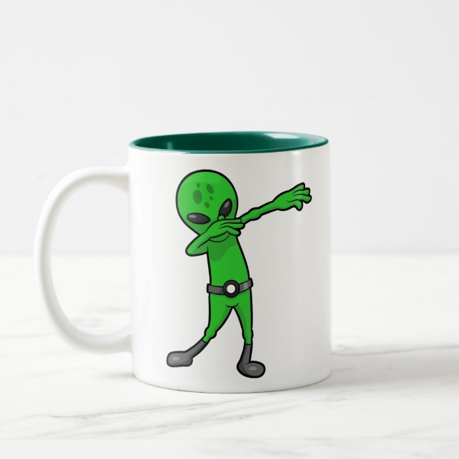 Caneca De Café Em Dois Tons alienígena de dabbing halloween (Esquerda)
