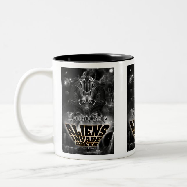 Caneca De Café Em Dois Tons Aliens Invade 4 Beer Galaxy Attack (Esquerda)