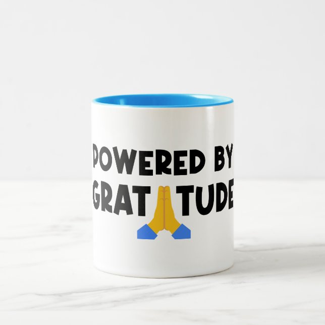 Caneca De Café Em Dois Tons Alimentado Pela Gratidão (Centro)