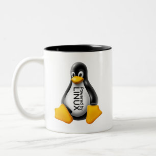 Caneca De Café Em Dois Tons Alimentado pelo Linux