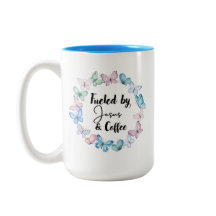 Alimentado por Jesus e café Grande caneca