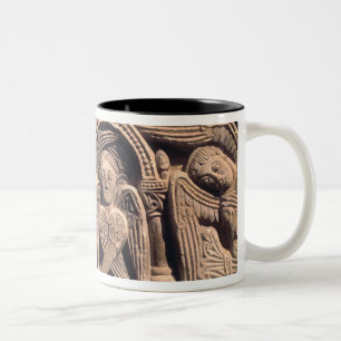 Caneca De Café Em Dois Tons Alivio que descreve santos com um seraph