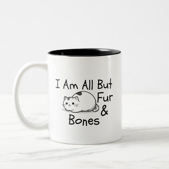 Caneca De Café Em Dois Tons All But Fur & Bones Funny Cat Pun (Esquerda)