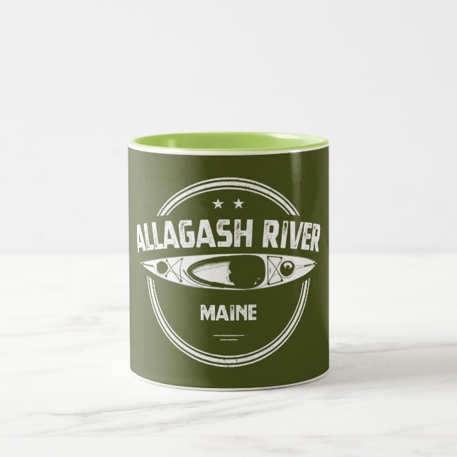 Caneca De Café Em Dois Tons Allagash River Maine Kayak (Centro)