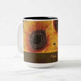 Caneca De Café Em Dois Tons Alma da Mãe do Girassol Amarelo