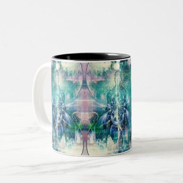 Caneca De Café Em Dois Tons Alma ou aura e código binário (Frente Esquerda)
