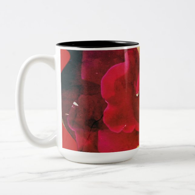 Caneca De Café Em Dois Tons Almofada Redonda Rosa Vermelha (Esquerda)