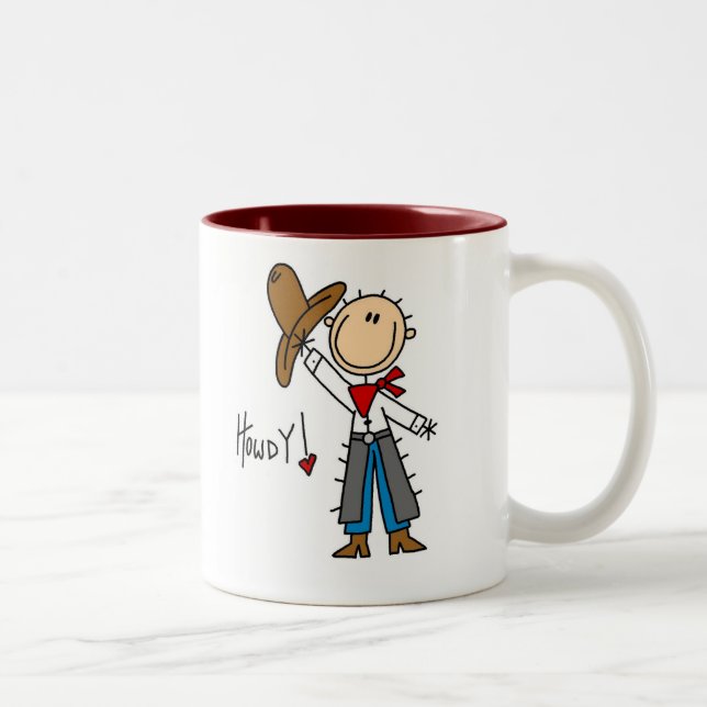 Caneca De Café Em Dois Tons Alô! Caneca de Vaqueiro em Figuras Simples (Direita)