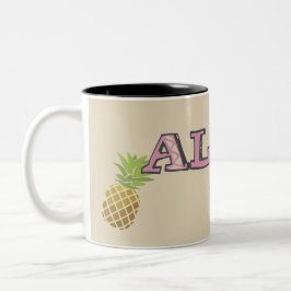 Caneca De Café Em Dois Tons Aloha bebê com abacaxis