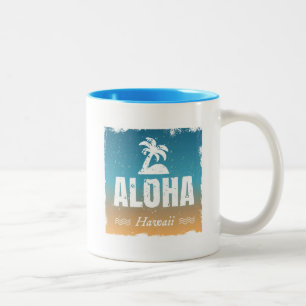 Caneca De Café Em Dois Tons Aloha Havaí retro