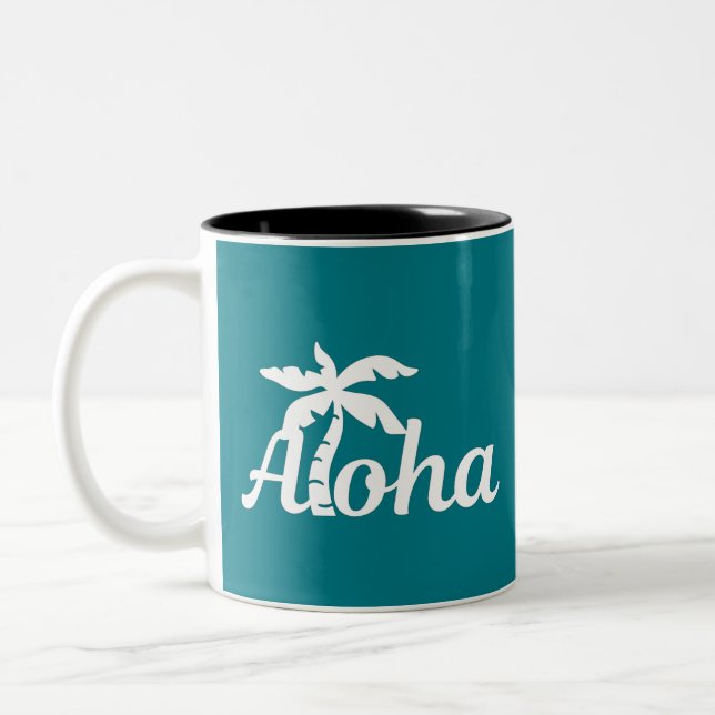 Caneca De Café Em Dois Tons Aloha Hawaii (Esquerda)