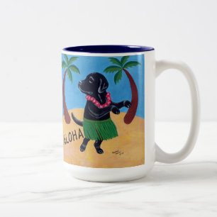 Caneca De Café Em Dois Tons Aloha Labrador preto