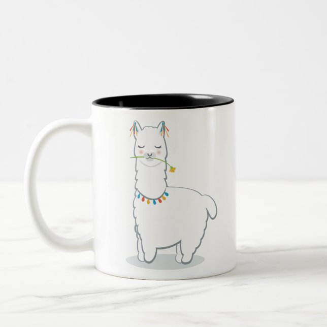 Caneca De Café Em Dois Tons Alpaca bonito do lama (Esquerda)