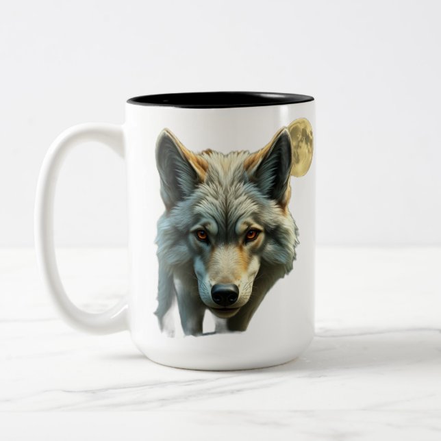 Caneca De Café Em Dois Tons „Alpha-Wolf – König der Wildnis“ (Esquerda)