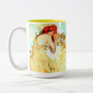 Caneca De Café Em Dois Tons Alphonse Mucha Art Nouveau Summer