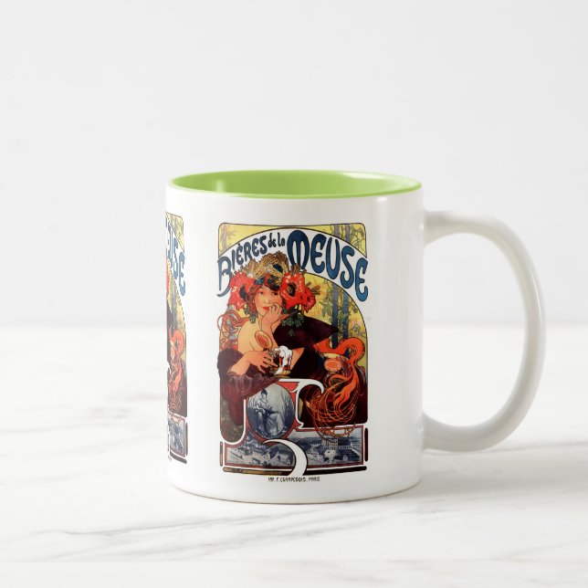 Caneca De Café Em Dois Tons Alphonse Mucha , Bières de la Meuse , 1897 (Direita)