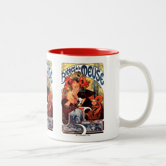 Caneca De Café Em Dois Tons Alphonse Mucha , Bières de la Meuse , 1897 (Direita)