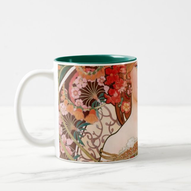 Caneca De Café Em Dois Tons Alphonse Mucha F. Champenois (Esquerda)