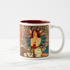 Caneca De Café Em Dois Tons Alphonse Mucha Nouveau Bonito Lady Coffee Mug