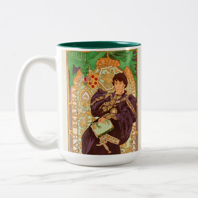 Caneca De Café Em Dois Tons Alphonse Mucha Príncipe e Dragão (Esquerda)