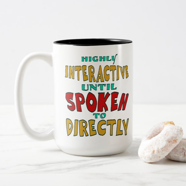 Caneca De Café Em Dois Tons Altamente Interativo Até Ser Falado Diretamente En (Com Donut)