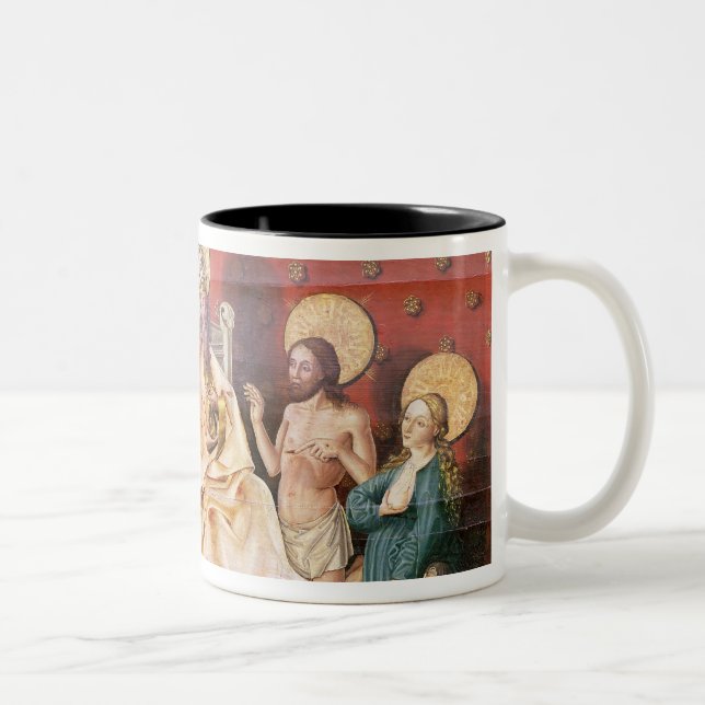 Caneca De Café Em Dois Tons Altarpiece que descreve o cristo com St Thomas (Direita)