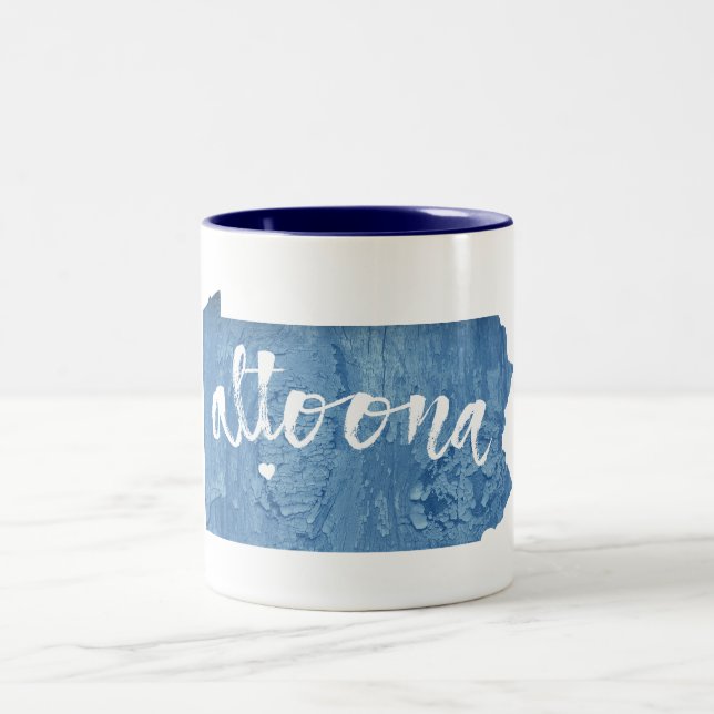 Caneca De Café Em Dois Tons Altoona Pennsylvania Wood Grain (Centro)