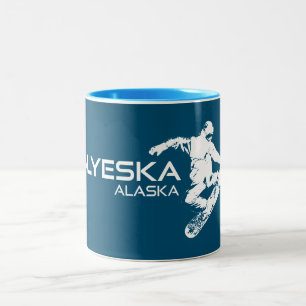 Caneca De Café Em Dois Tons Alyeska Alaska Snowboarder