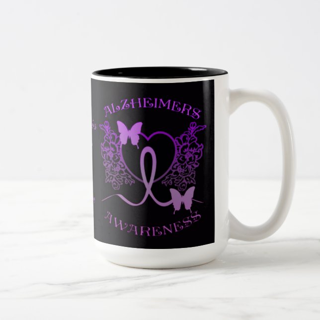Caneca De Café Em Dois Tons Alzheimer Consciência Borboletas Roxas Mug 2 (Direita)