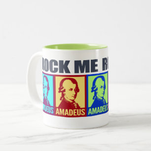 Caneca De Café Em Dois Tons Amadeus Mozart   balança-me pop art colorido