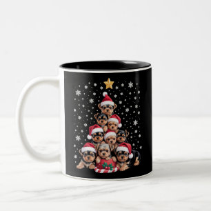 Caneca De Café Em Dois Tons Amante de Cães Yorkie de Natal Árvore Pet Animal d
