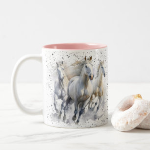 Caneca De Café Em Dois Tons Amante de Cavalos, Presente Equestre, Gráfico de M