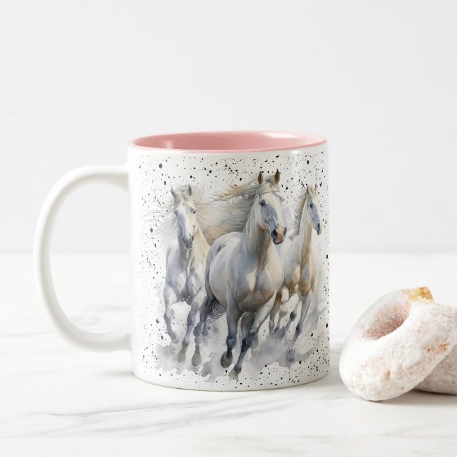 Caneca De Café Em Dois Tons Amante de Cavalos, Presente Equestre, Gráfico de M (Com Donut)
