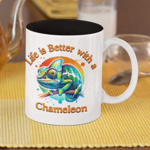 Caneca De Café Em Dois Tons Amante de Chameleon, dono da água, réptil
