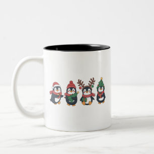Caneca De Café Em Dois Tons Amante de Pinguim de Natal Animais Fofos Família X