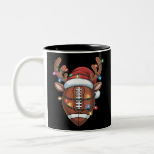 Caneca De Café Em Dois Tons Amante do Futebol de Natal Chapéu do Papai Noel Es