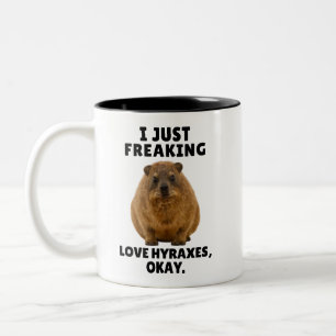 Caneca De Café Em Dois Tons Amante Engraçado de Hyrax Eu Amo Muito os Hyrax