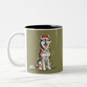 Caneca De Café Em Dois Tons Amante Husky Natal Siberiano Xmas Mãe Cachorro 