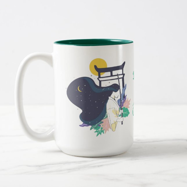 Caneca De Café Em Dois Tons Amantes da Imagem de Arte Japonesa Café Mug (Esquerda)