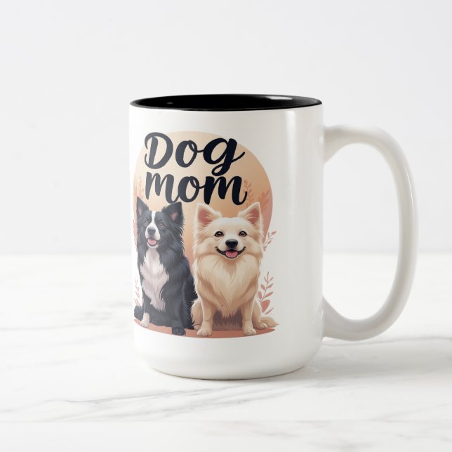 Caneca De Café Em Dois Tons Amantes de Cachorros (Direita)