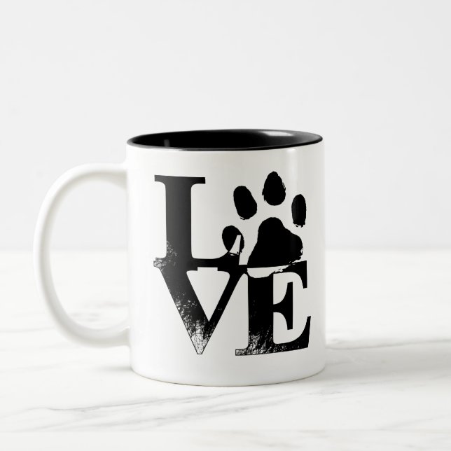 Caneca De Café Em Dois Tons Amantes de cachorros adoráveis (Esquerda)