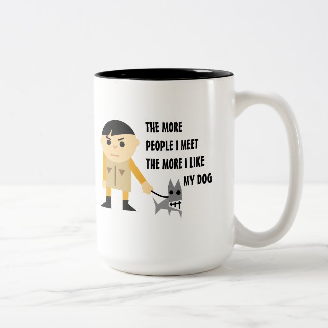 Caneca De Café Em Dois Tons Amantes de Cães Humorísticos (Direita)