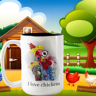 Caneca De Café Em Dois Tons amantes de frango bonitos adicionam monograma